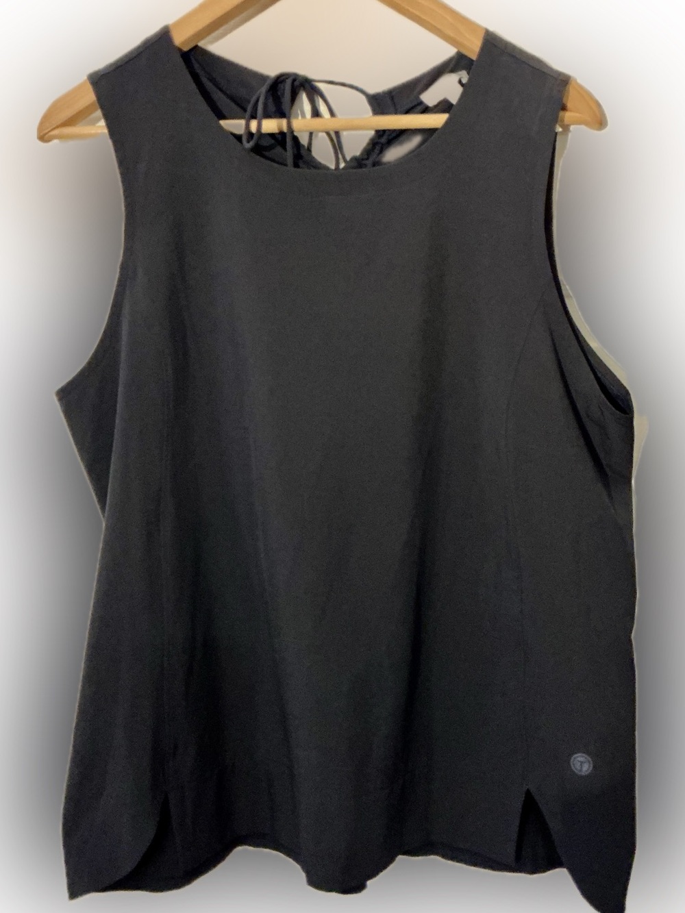 NWT T by Talbots Midnight Blue Sleeveless Blouse Petite Large Tie Back